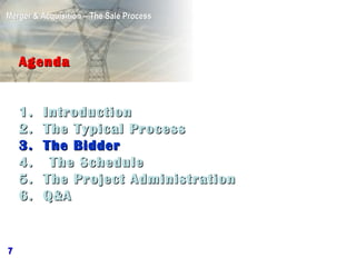 Agenda 1. Introduction 2.  The Typical Process 3.  The Bidder 4.  The Schedule 5. The Project Administration 6. Q&A 