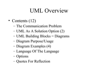 UML Overview ,[object Object],[object Object],[object Object],[object Object],[object Object],[object Object],[object Object],[object Object],[object Object]