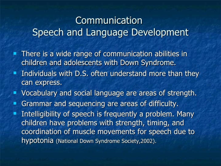 Down Syndrome Language Development Chart