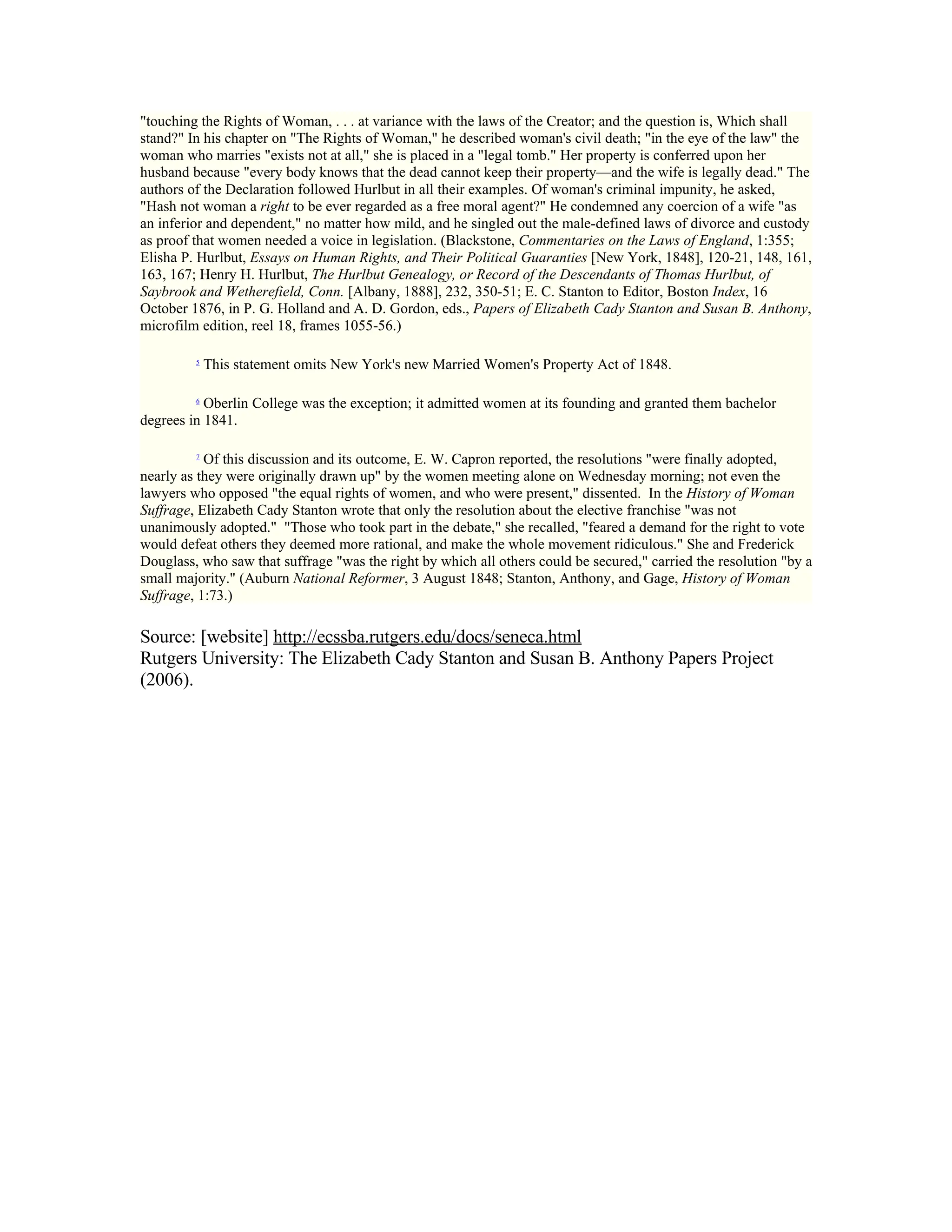 The Declaration Of Sentiments And Resolutions