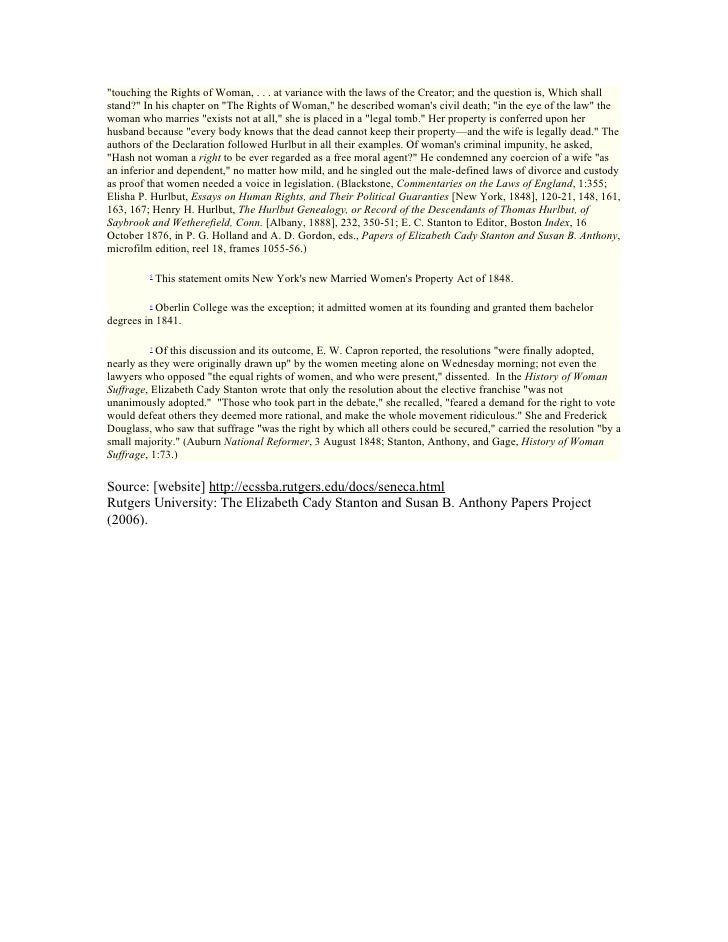 The Declaration Of Sentiments And Resolutions