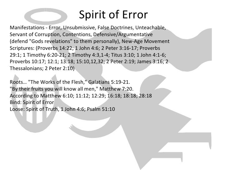 Spirit Of Truth And The Spirit Of Error Chart