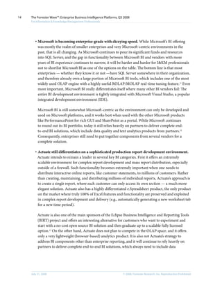 The Forrester Wave Enterprise Business Intelligence Platforms, Q3 2008