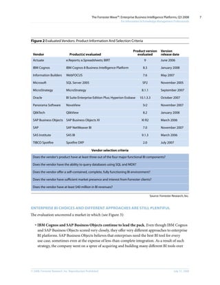 The Forrester Wave Enterprise Business Intelligence Platforms, Q3 2008