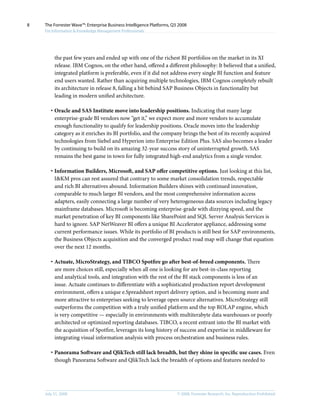 The Forrester Wave Enterprise Business Intelligence Platforms, Q3 2008