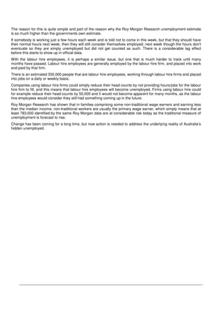 The Hidden Unemployed In Australia