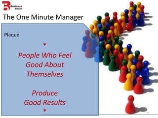 The One Minute Manager Plaque * People Who Feel Good About Themselves Produce Good Results * 