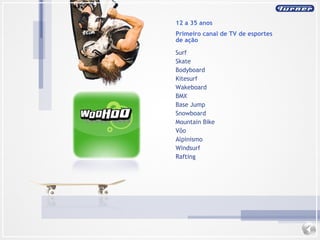 Primeiro canal de TV de esportes de ação 12 a 35 anos Surf Skate Bodyboard Kitesurf Wakeboard BMX Base Jump Snowboard Mountain Bike Vôo Alpinismo Windsurf  Rafting 