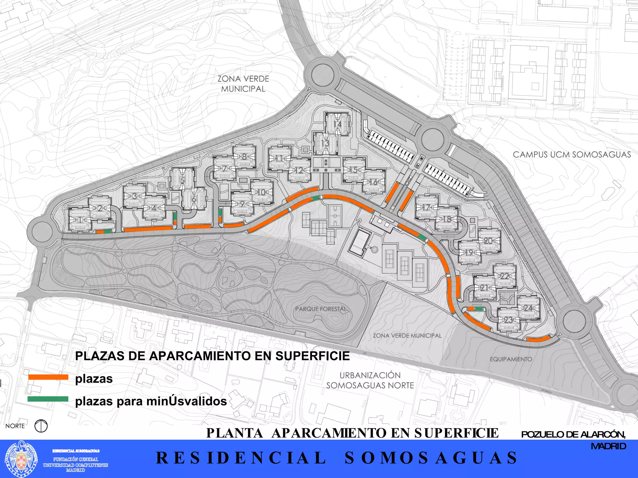 PLAZAS DE APARCAMIENTO EN SUPERFICIE plazas plazas para minÚsvalidos PLANTA  APARCAMIENTO EN SUPERFICIE   POZUELO DE ALARCÓN, MADRID 