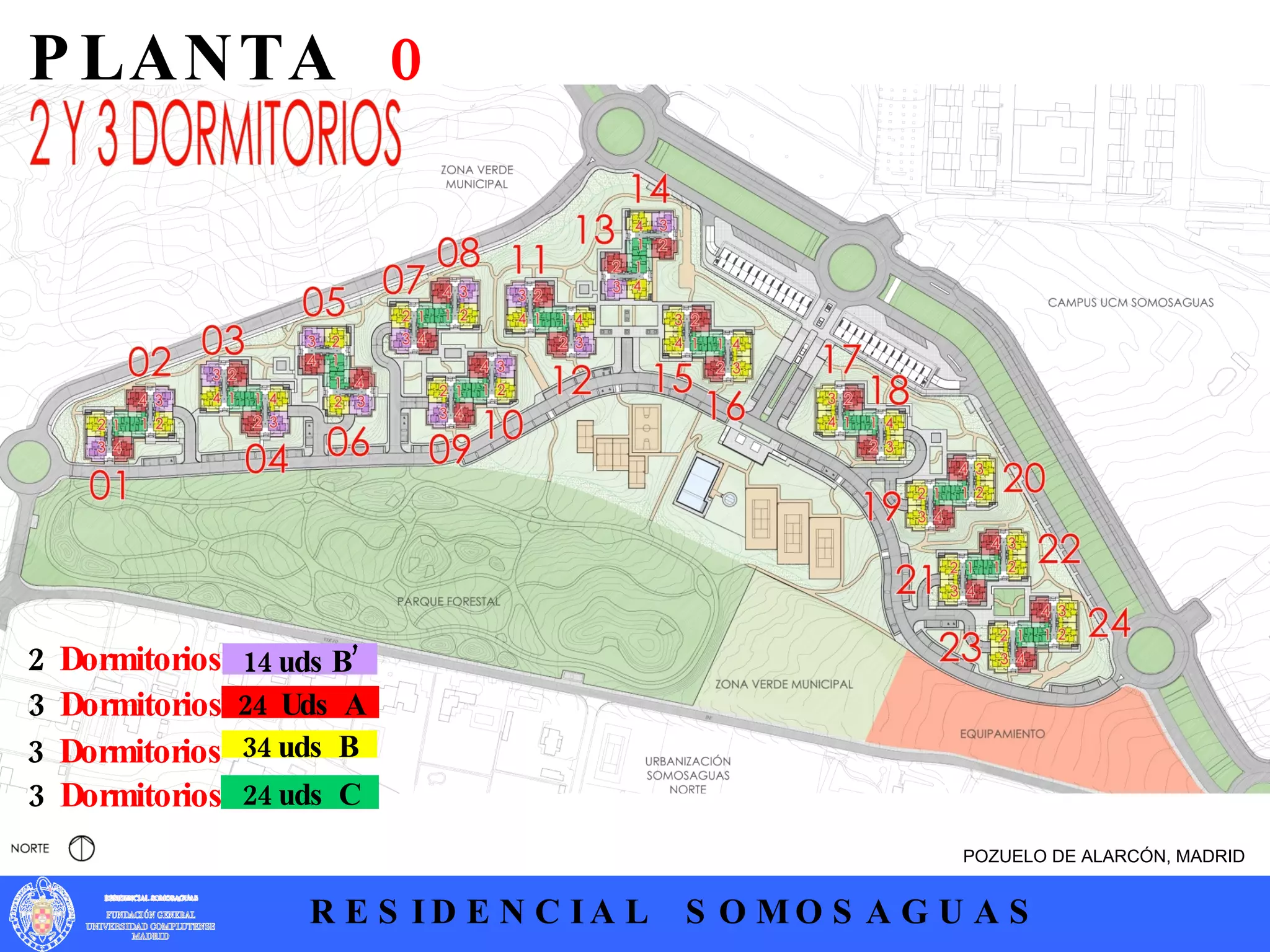 POZUELO DE ALARCÓN, MADRID P L A N T A  0 2   Dormitorios 3   Dormitorios 3   Dormitorios 3   Dormitorios 24  Uds  A 14 uds B’ 24 uds  C 34 uds  B 
