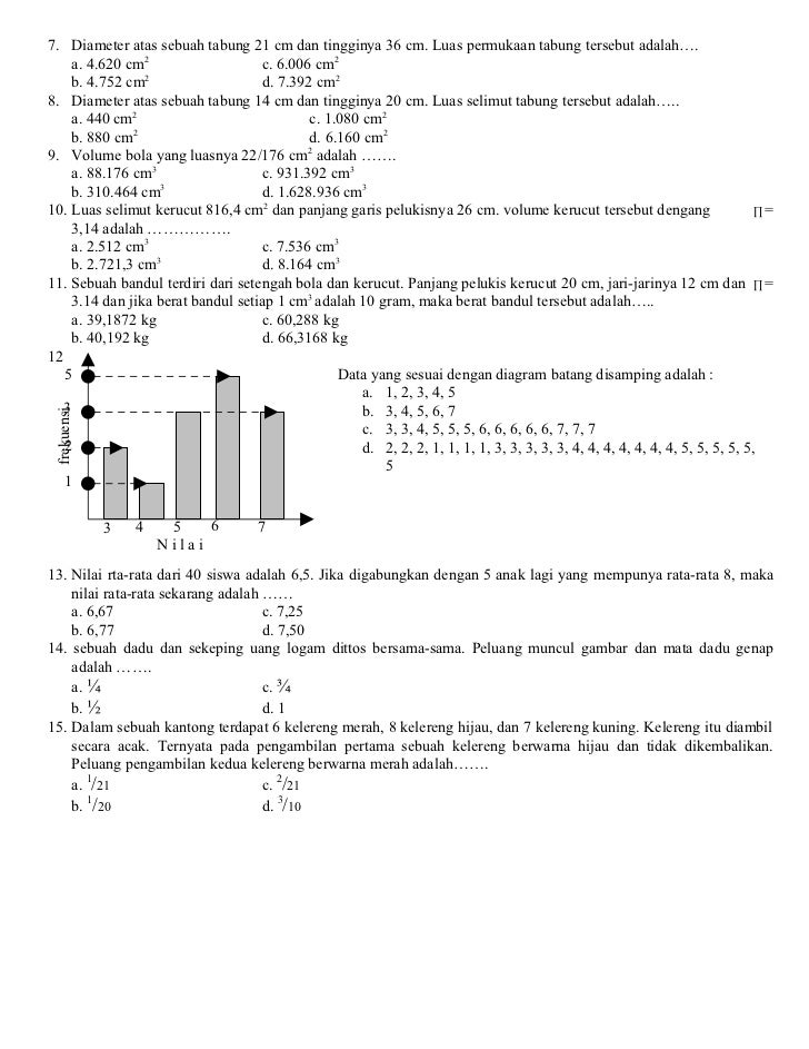Latihan Soal Matematika Kelas 9 Bab Statistika Dan Peluang