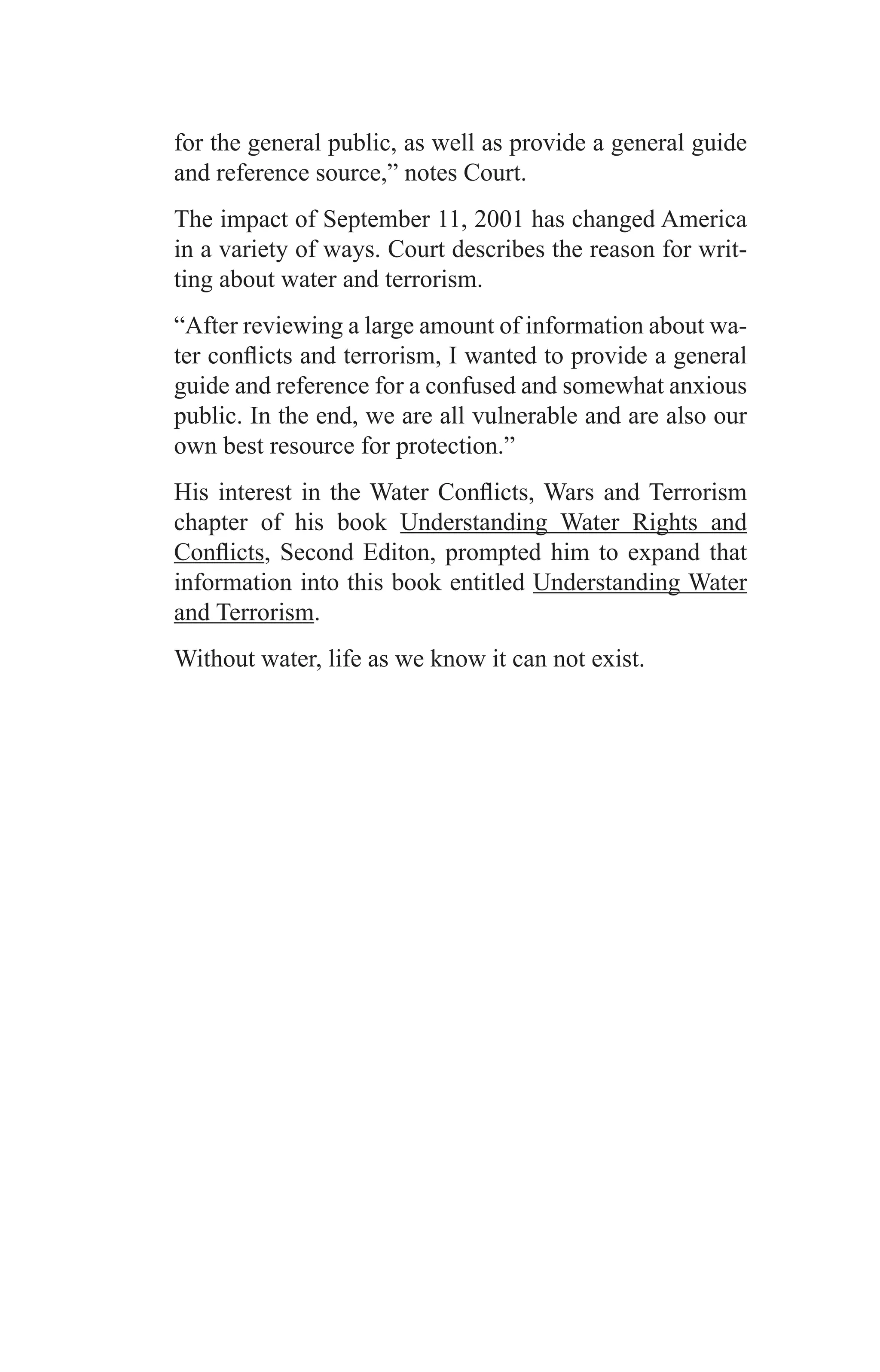 Understanding Water and Terrorism