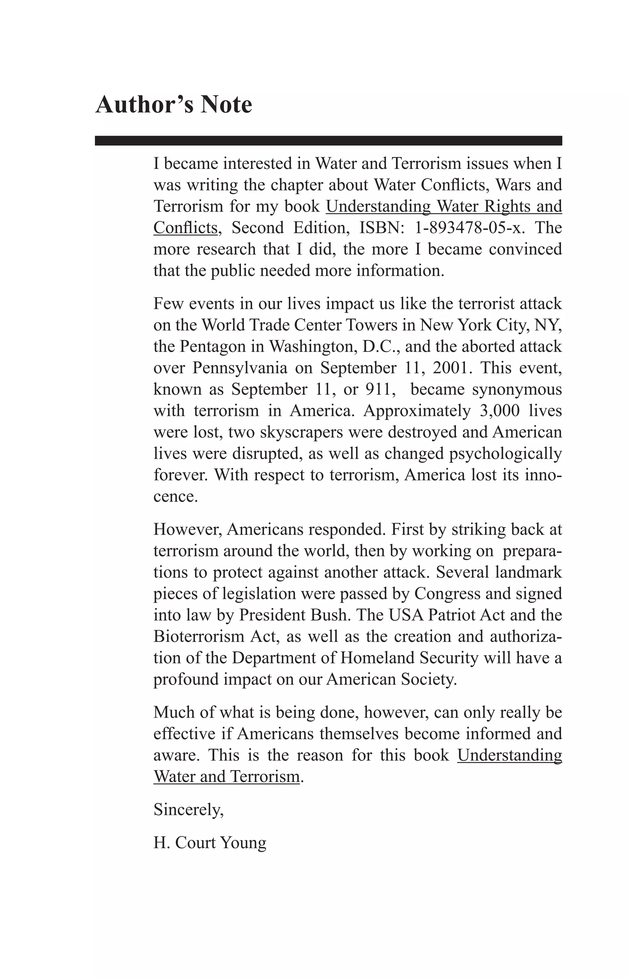 Understanding Water and Terrorism