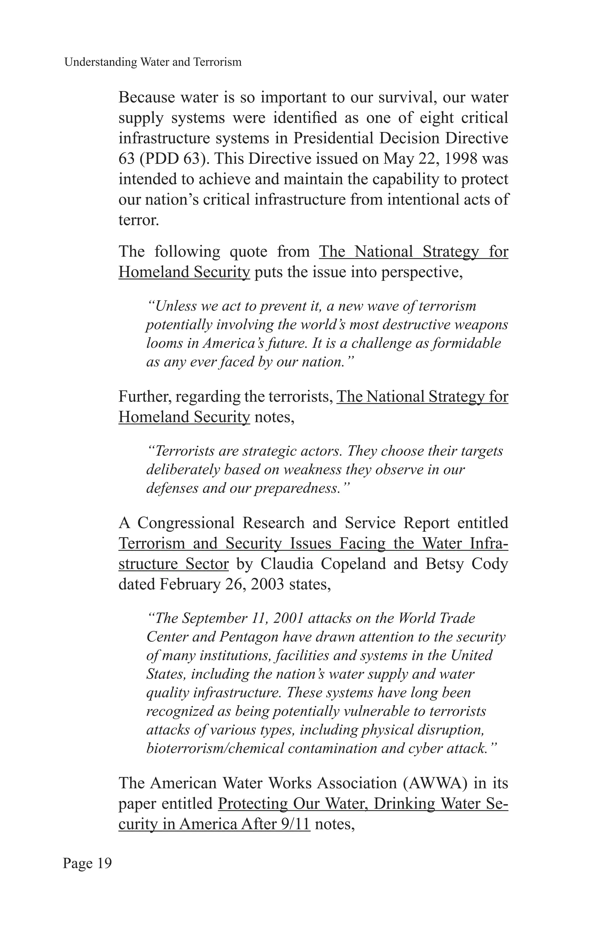 Understanding Water and Terrorism