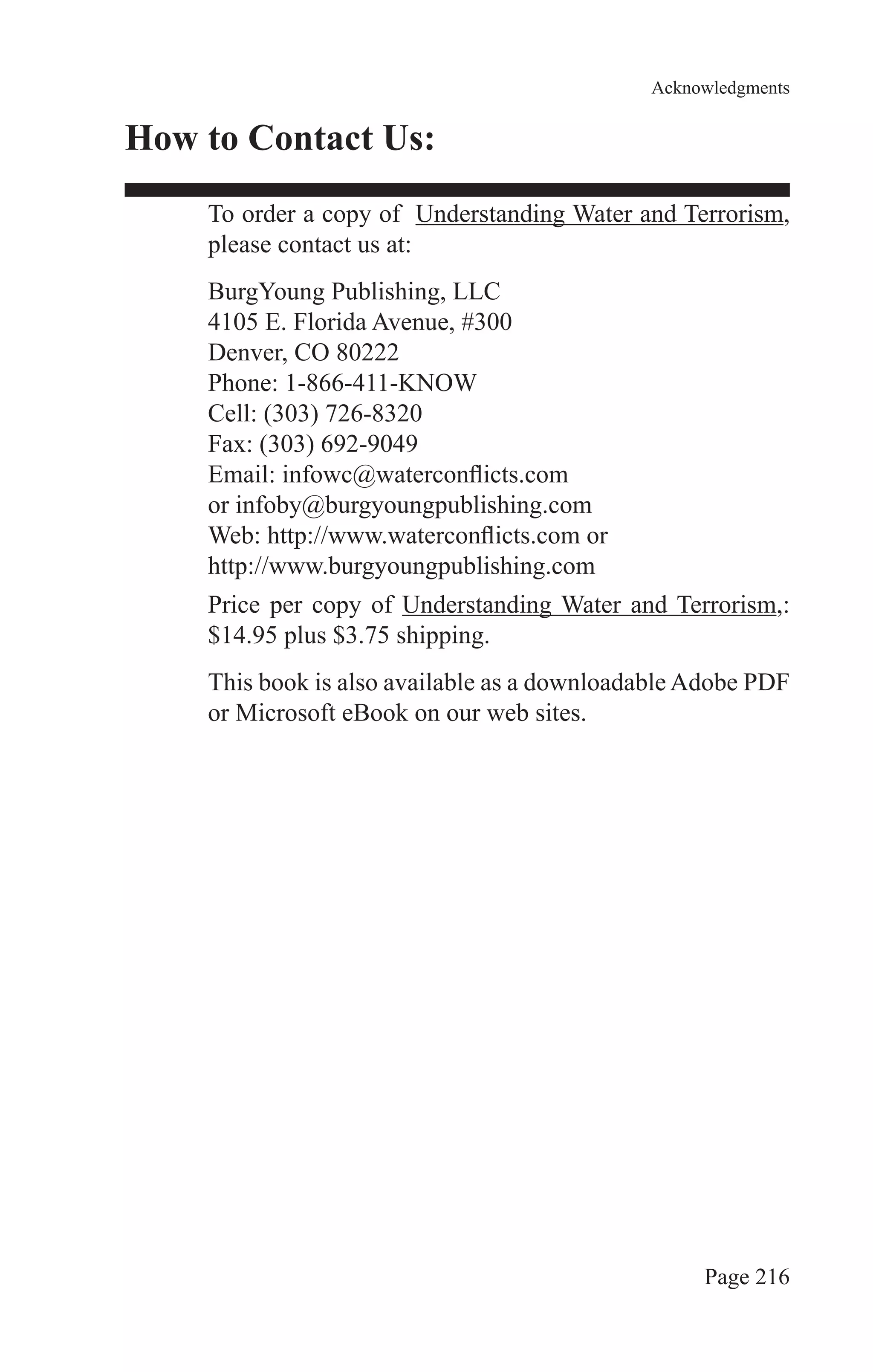 Understanding Water and Terrorism