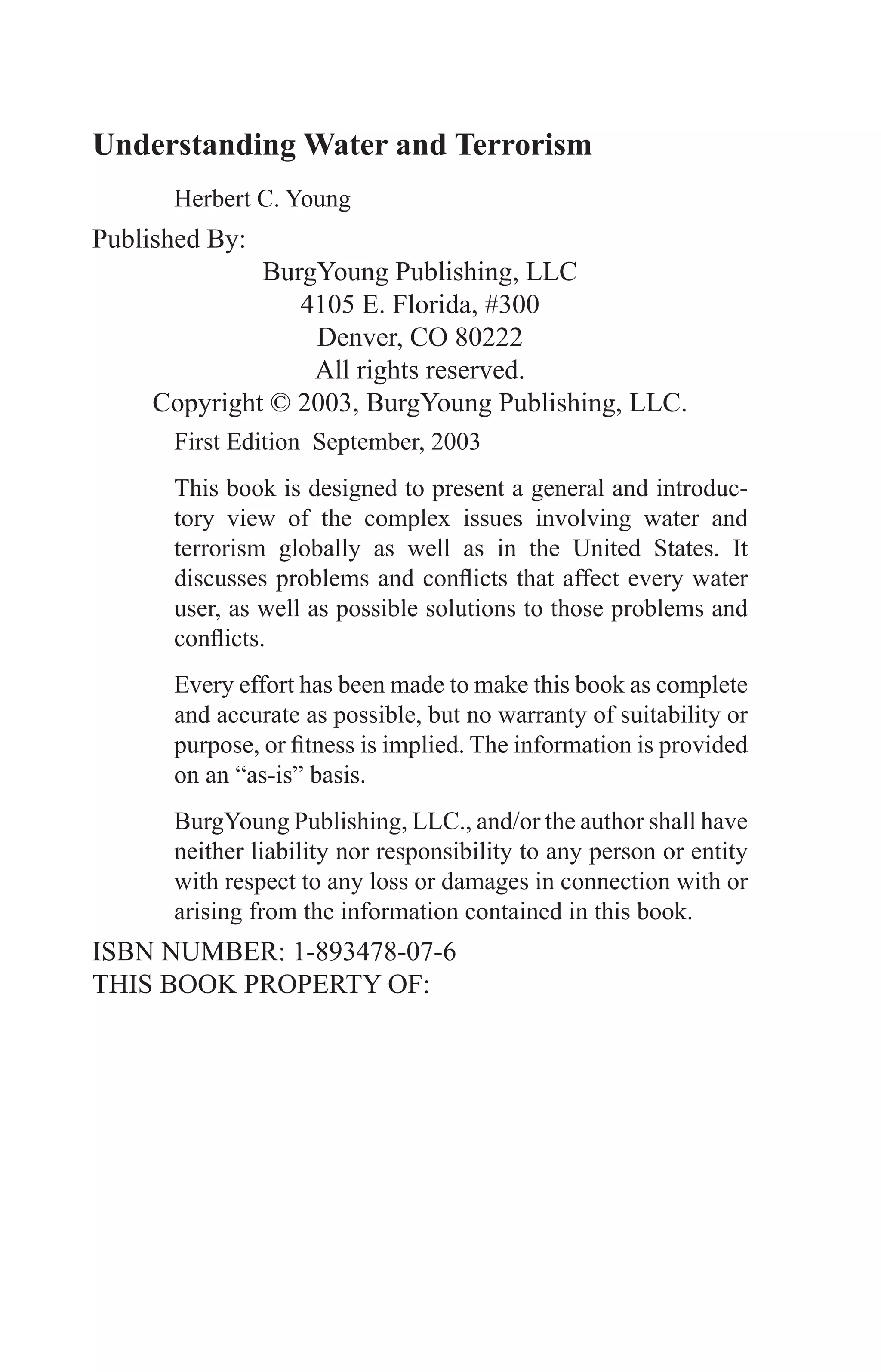 Understanding Water and Terrorism