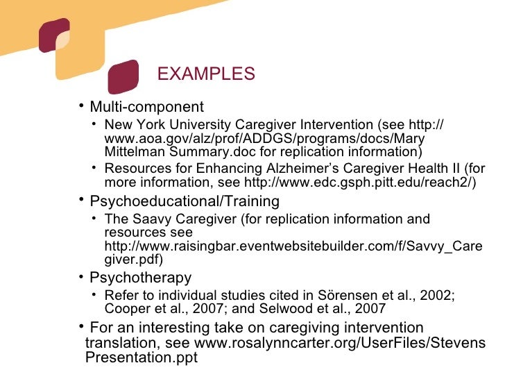 An Evidence Based Synthesis Of Dementia Caregiver Interventions