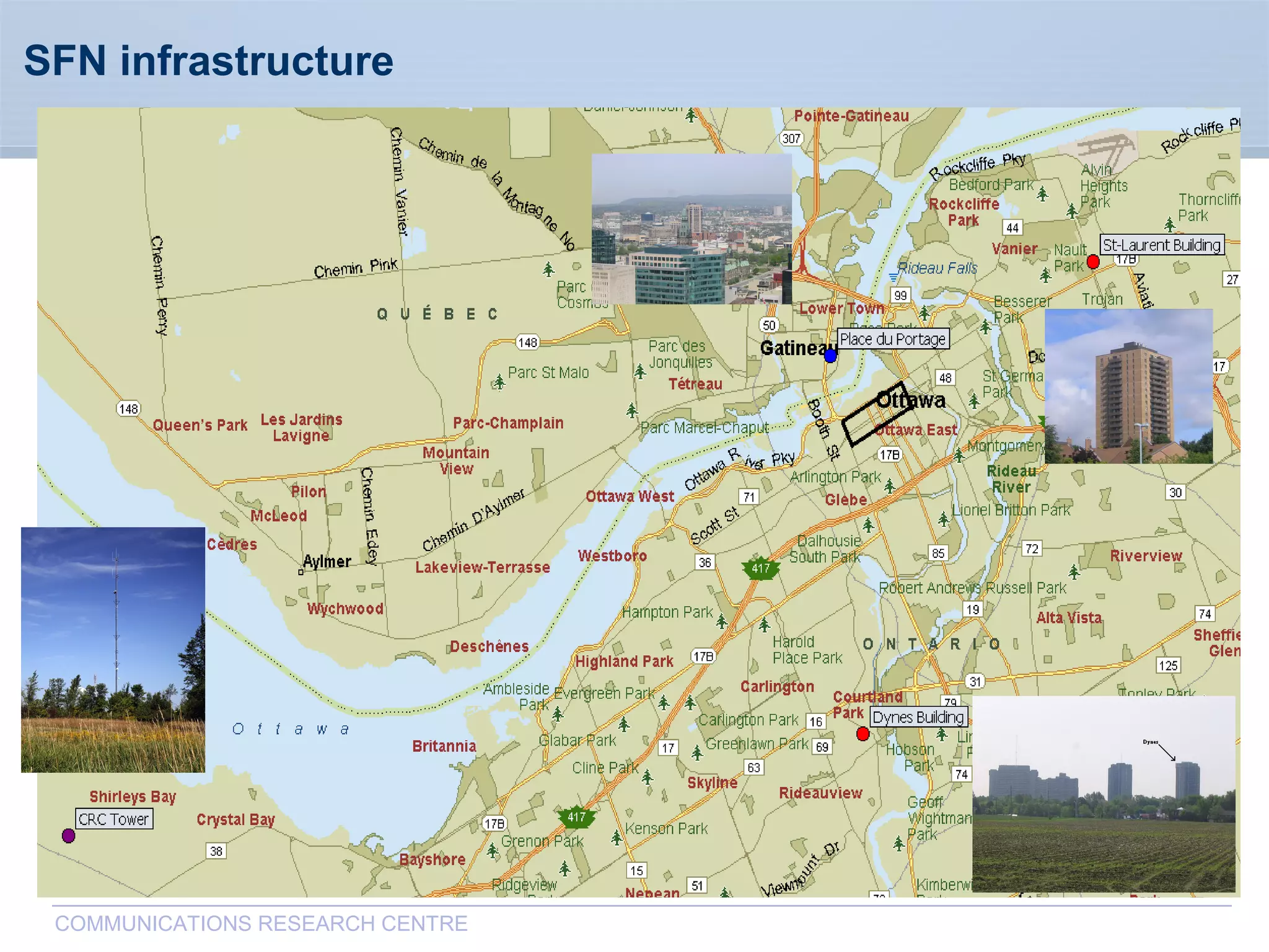 CommunicationsResearchCentreCanada
COMMUNICATIONS RESEARCH CENTRE
SFN infrastructure
 