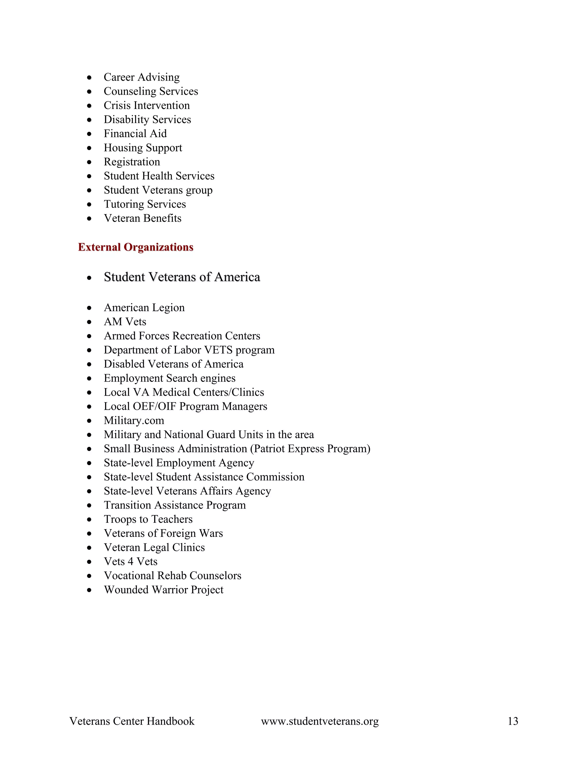 Veterans Center Handbook