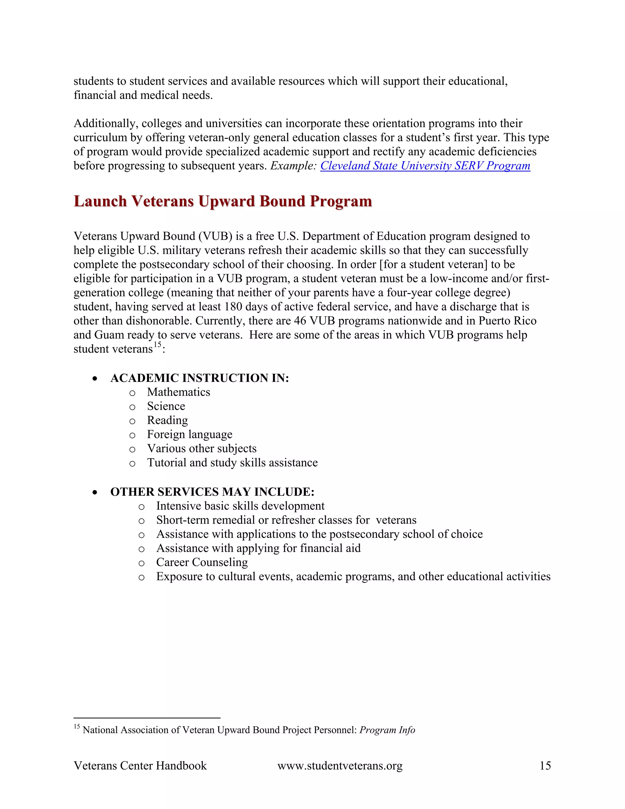 Veterans Center Handbook