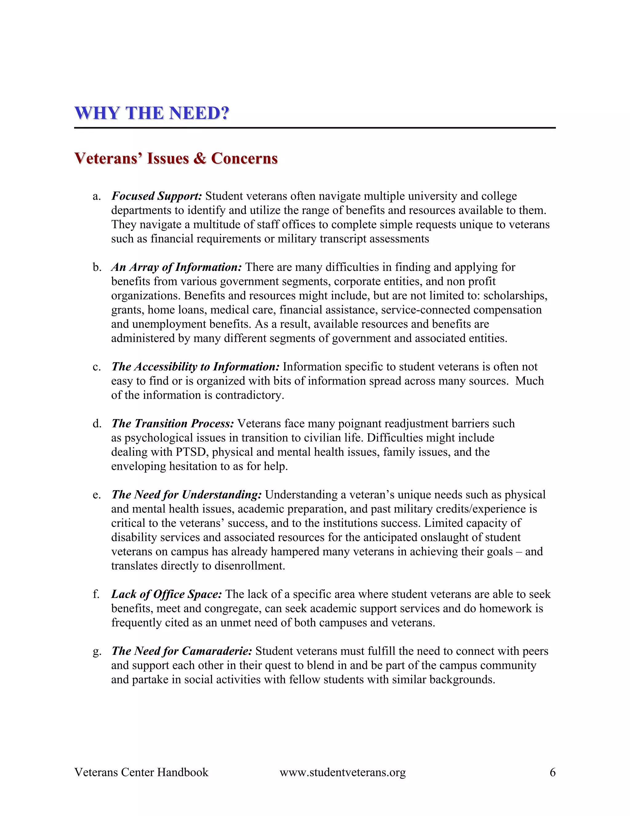 Veterans Center Handbook