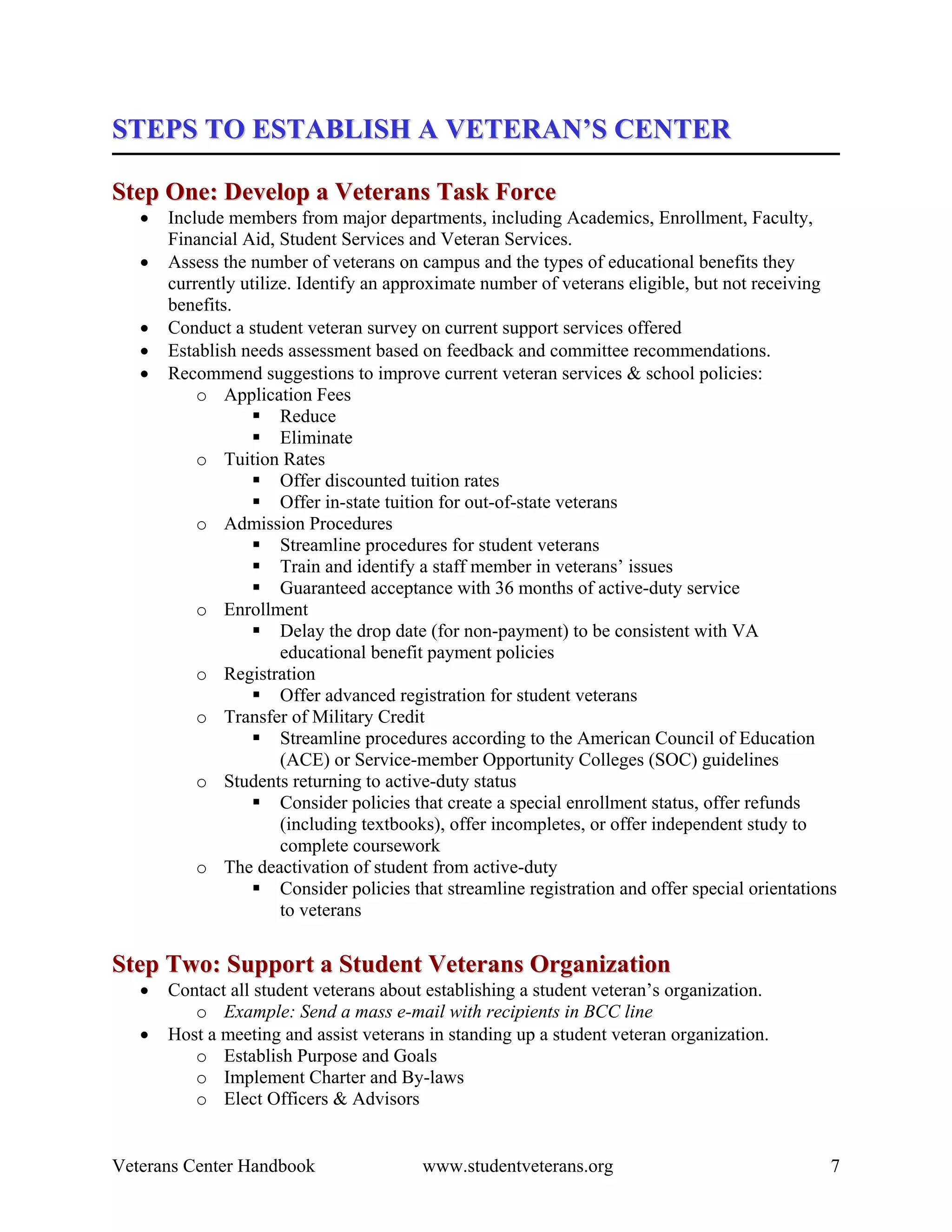 Veterans Center Handbook