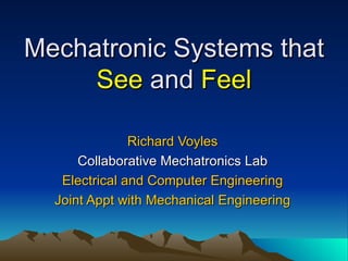 Mechatronic Systems that  See  and  Feel Richard Voyles Collaborative Mechatronics Lab Electrical and Computer Engineering Joint Appt with Mechanical Engineering 