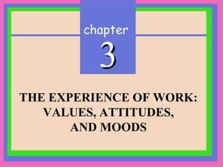chapter 3 THE EXPERIENCE OF WORK: VALUES, ATTITUDES, AND MOODS 