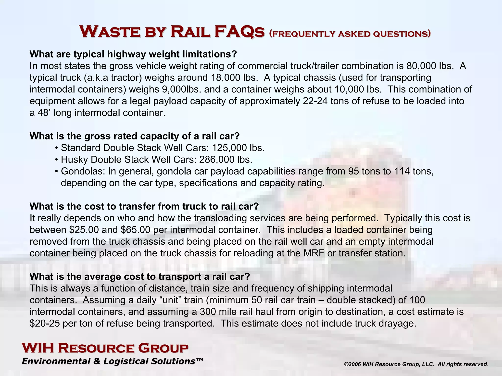 WIH Wastebyrail Program