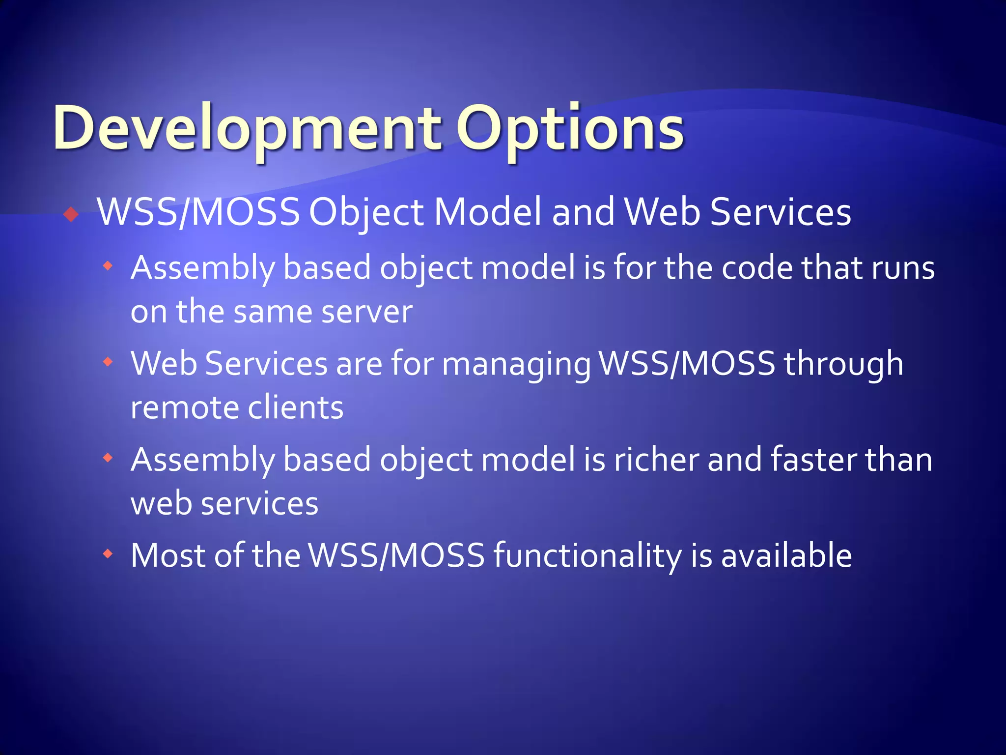 WSS And Share Point For Developers