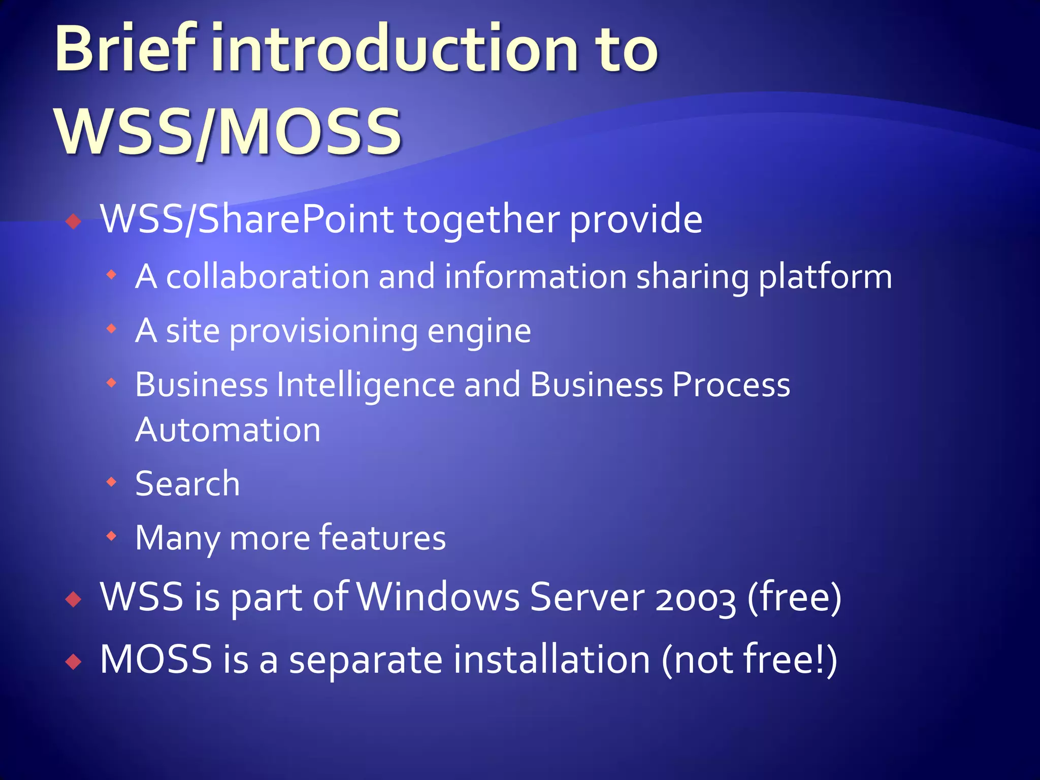 WSS And Share Point For Developers