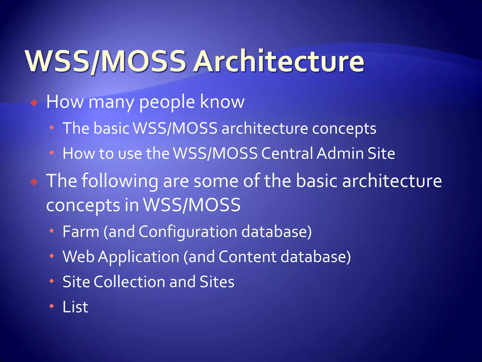 WSS And Share Point For Developers