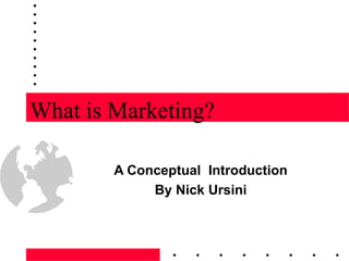 What is Marketing? A Conceptual  Introduction By Nick Ursini 