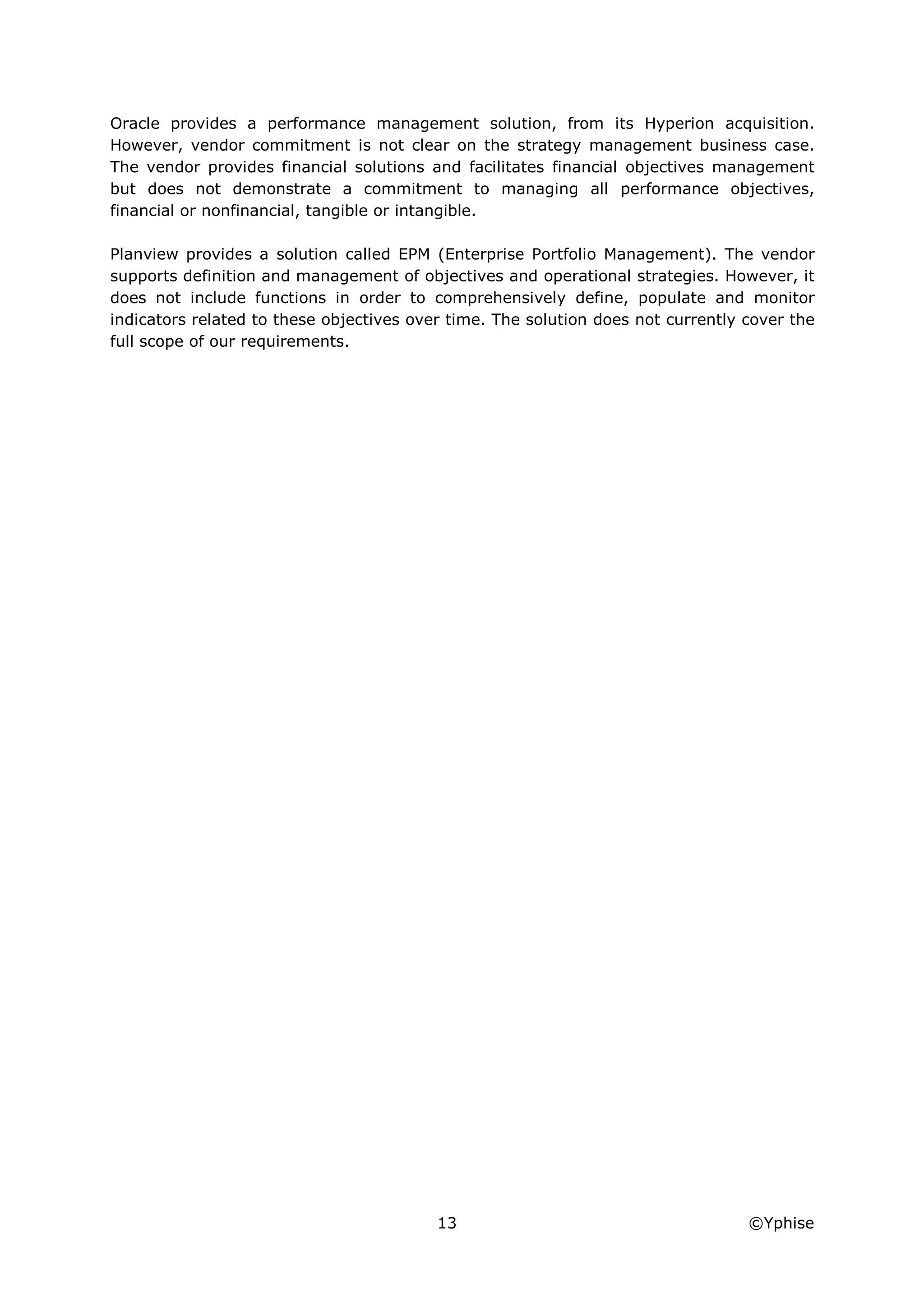 Yphise Software Product Assessment, Strategy Management, December 2008