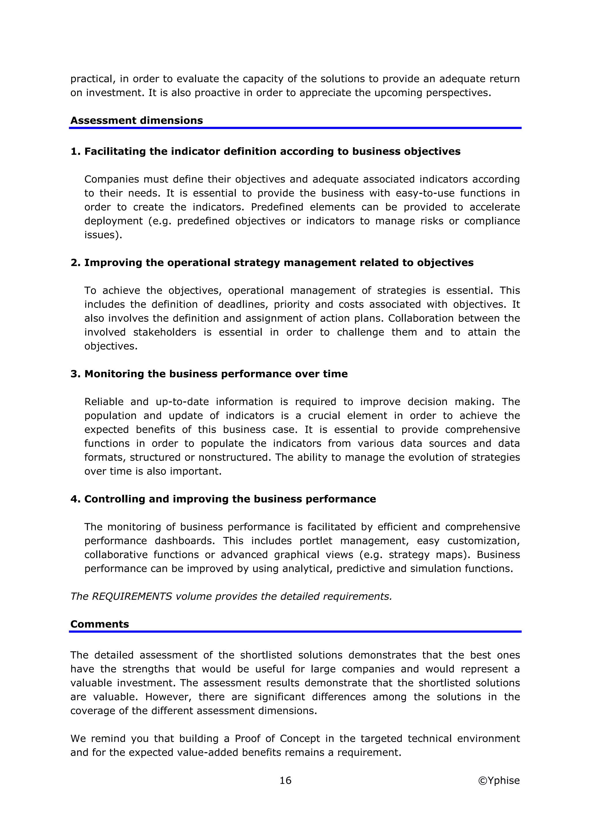 Yphise Software Product Assessment, Strategy Management, December 2008