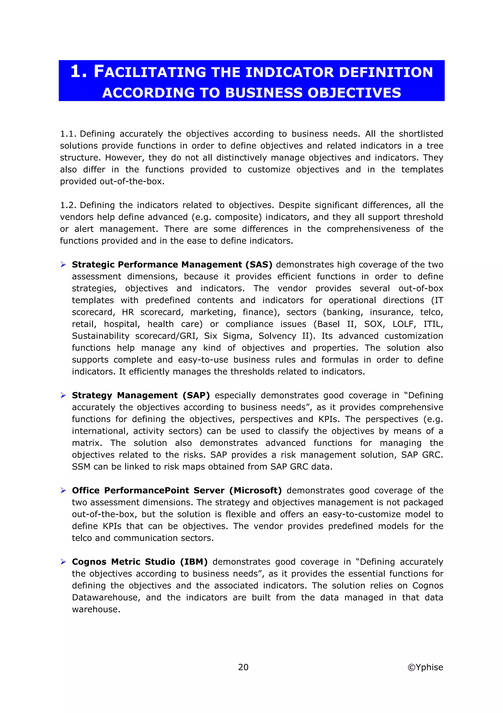 Yphise Software Product Assessment, Strategy Management, December 2008