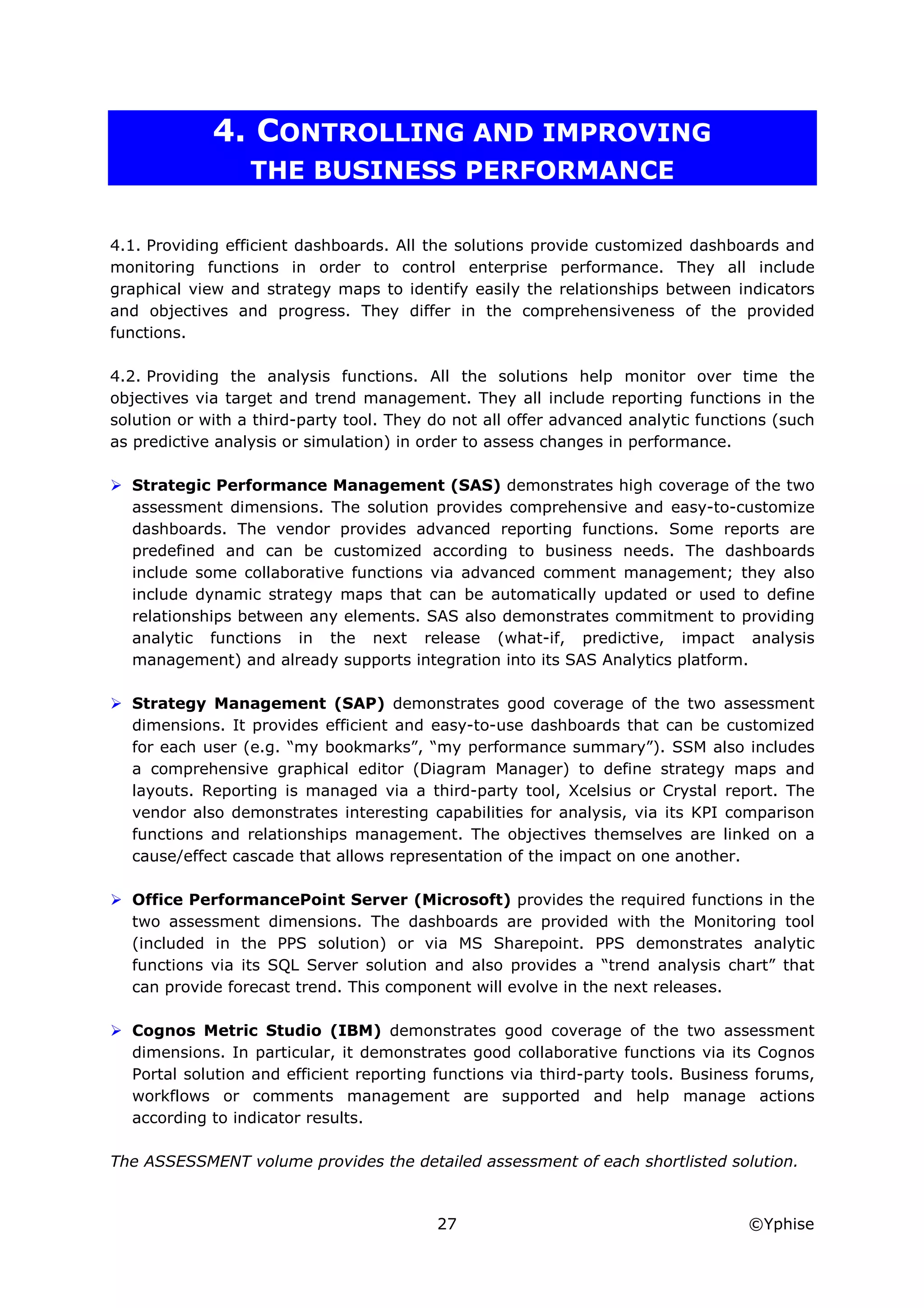 Yphise Software Product Assessment, Strategy Management, December 2008