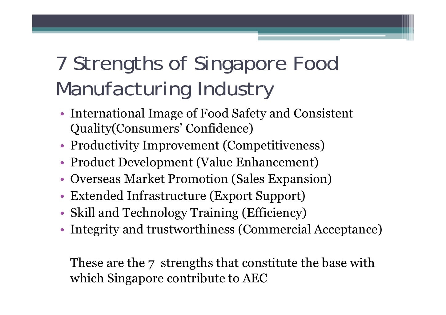 AEC 2015 Singapore Food Manufacturing Industry
