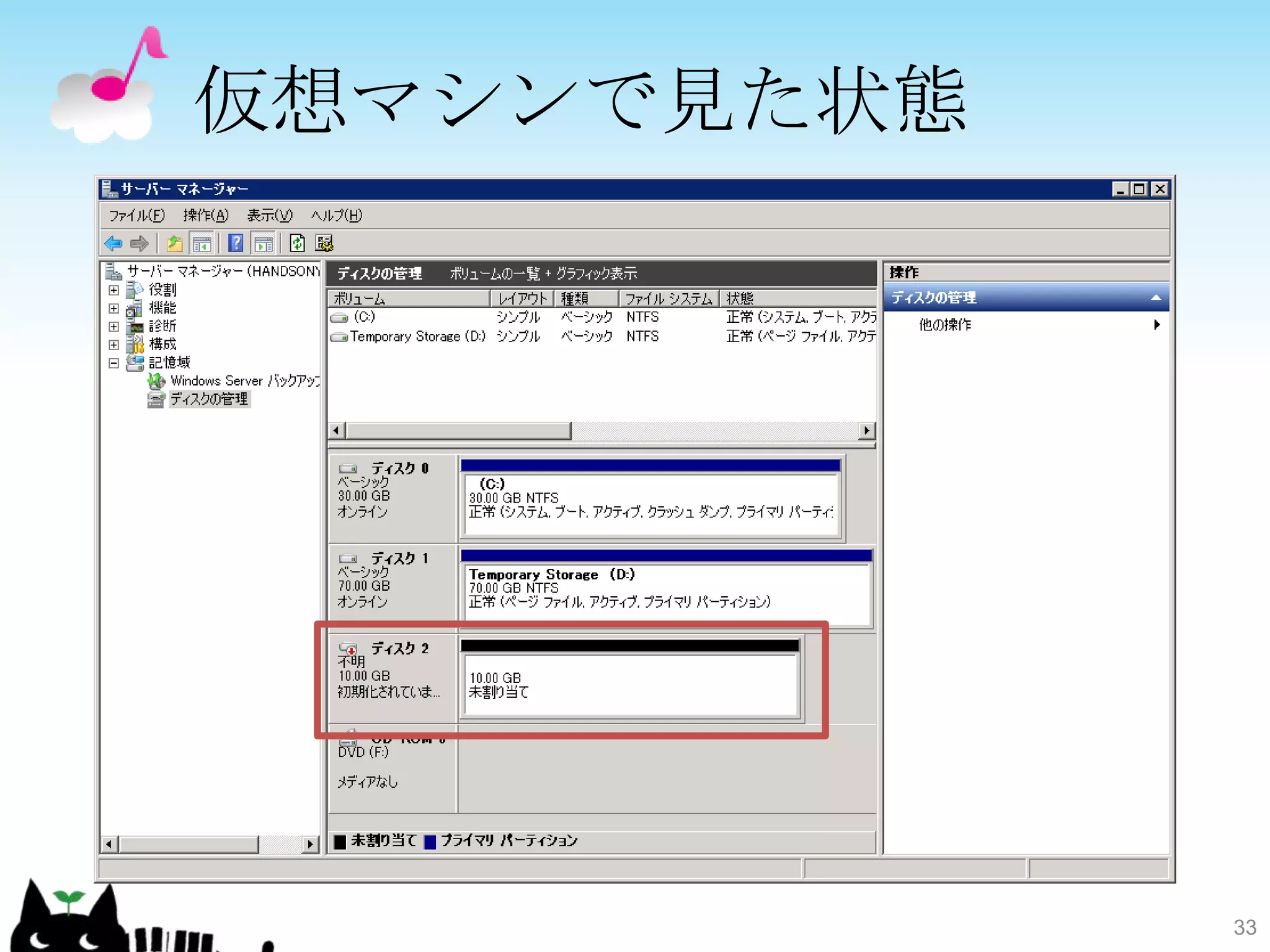 仮想マシンで見た状態




             33
 