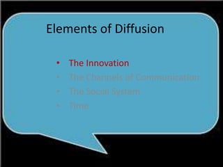 Elements of DiffusionThe Innovation
