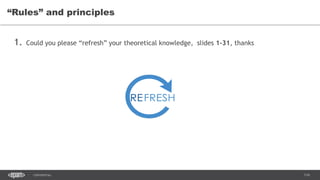 114CONFIDENTIAL
1. Could you please “refresh” your theoretical knowledge, slides 1-31, thanks
“Rules” and principles
 
