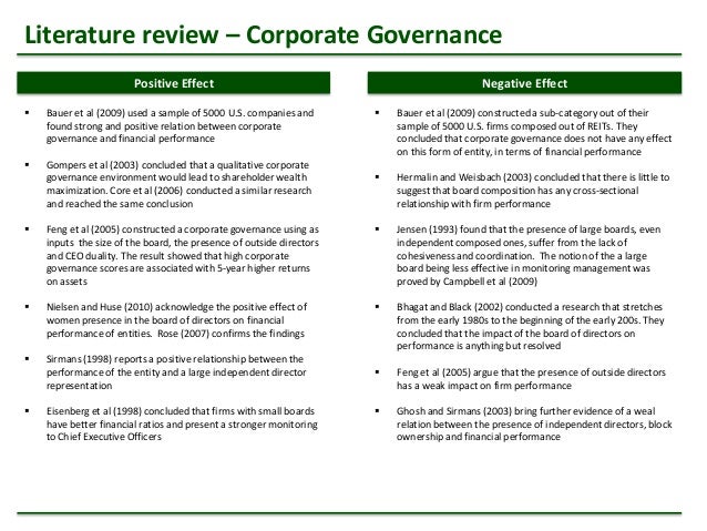 literature review on corporate performance