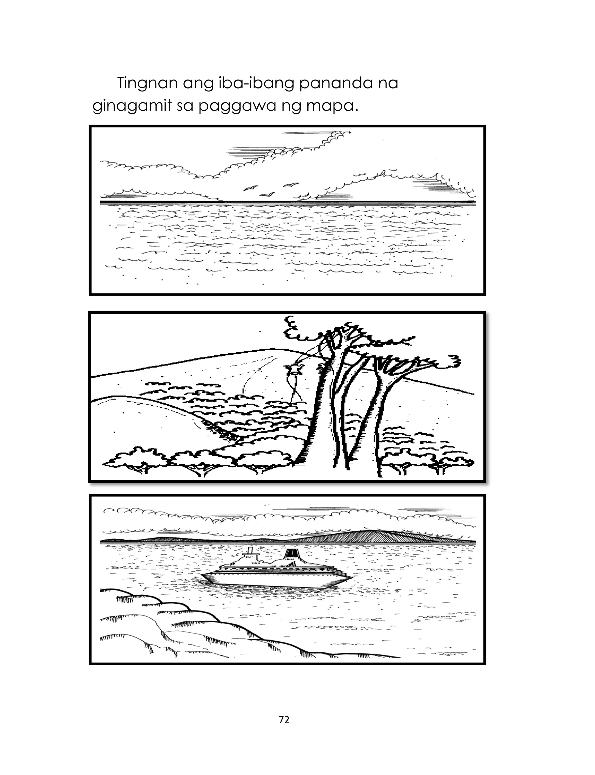 72
Tingnan ang iba-ibang pananda na
ginagamit sa paggawa ng mapa.
 