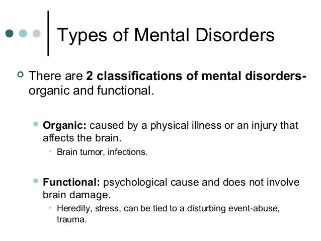 types of mental disorders