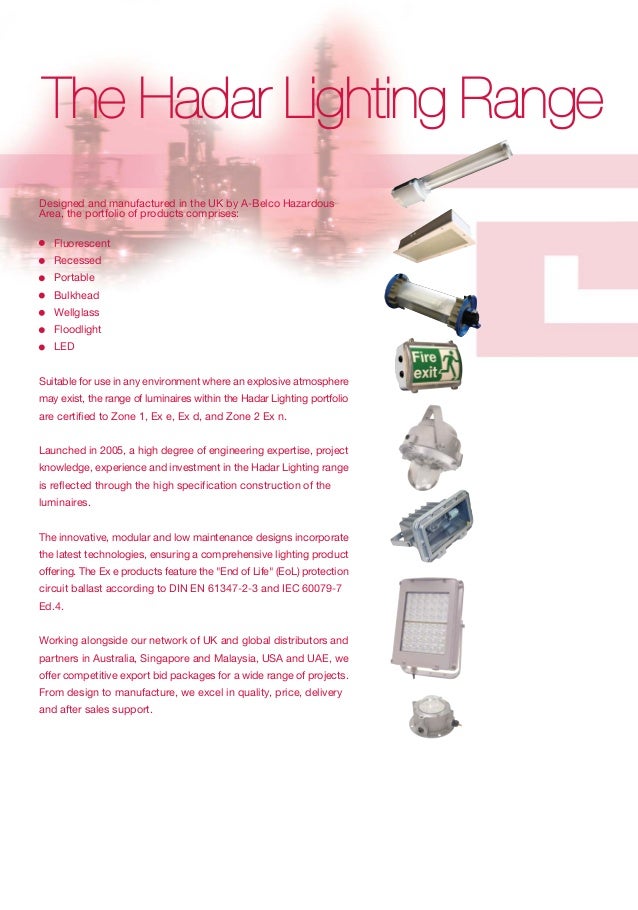 Hadar Lighting Hazardous Area Zone 1 Zone 2 Lighting Atex Certif