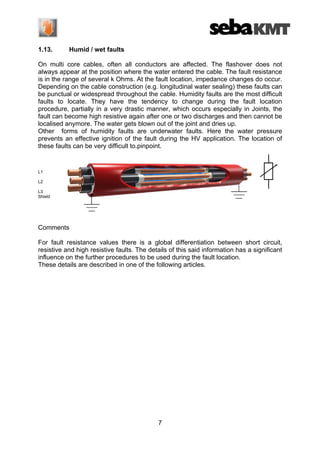1.13.

Humid / wet faults

On multi core cables, often all conductors are affected. The flashover does not
always appear at the position where the water entered the cable. The fault resistance
is in the range of several k Ohms. At the fault location, impedance changes do occur.
Depending on the cable construction (e.g. longitudinal water sealing) these faults can
be punctual or widespread throughout the cable. Humidity faults are the most difficult
faults to locate. They have the tendency to change during the fault location
procedure, partially in a very drastic manner, which occurs especially in Joints, the
fault can become high resistive again after one or two discharges and then cannot be
localised anymore. The water gets blown out of the joint and dries up.
Other forms of humidity faults are underwater faults. Here the water pressure
prevents an effective ignition of the fault during the HV application. The location of
these faults can be very difficult to.pinpoint.

L1
L2
L3
Shield

Comments
For fault resistance values there is a global differentiation between short circuit,
resistive and high resistive faults. The details of this said information has a significant
influence on the further procedures to be used during the fault location.
These details are described in one of the following articles.

CABLE JOINTS, CABLE TERMINATIONS, CABLE GLANDS, CABLE CLEATS
FEEDER PILLARS, FUSE LINKS, ARC FLASH, CABLE ROLLERS, CUT-OUTS

11KV 33KV CABLE JOINTS & CABLE TERMINATIONS
FURSE EARTHING
www.cablejoints.co.uk
Thorne and Derrick UK
Tel 0044 191 490 1547 Fax 0044 191 477 5371
Tel 0044 117 977 4647 Fax 0044 117 9775582

7

 