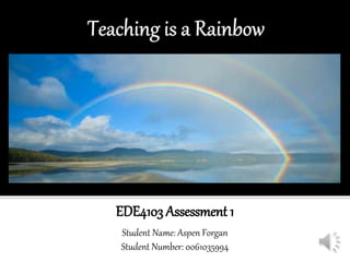EDE4103 Assessment 1
Student Name: Aspen Forgan
Student Number: 0061035994
 