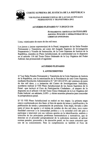 Acuerdo Plenario N° 3/2012