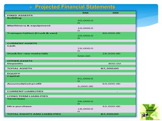  Projected Financial Statements
 