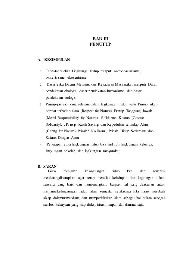 Etika Lingkungan Hidup Tugas Pengetahuan Lingkungan